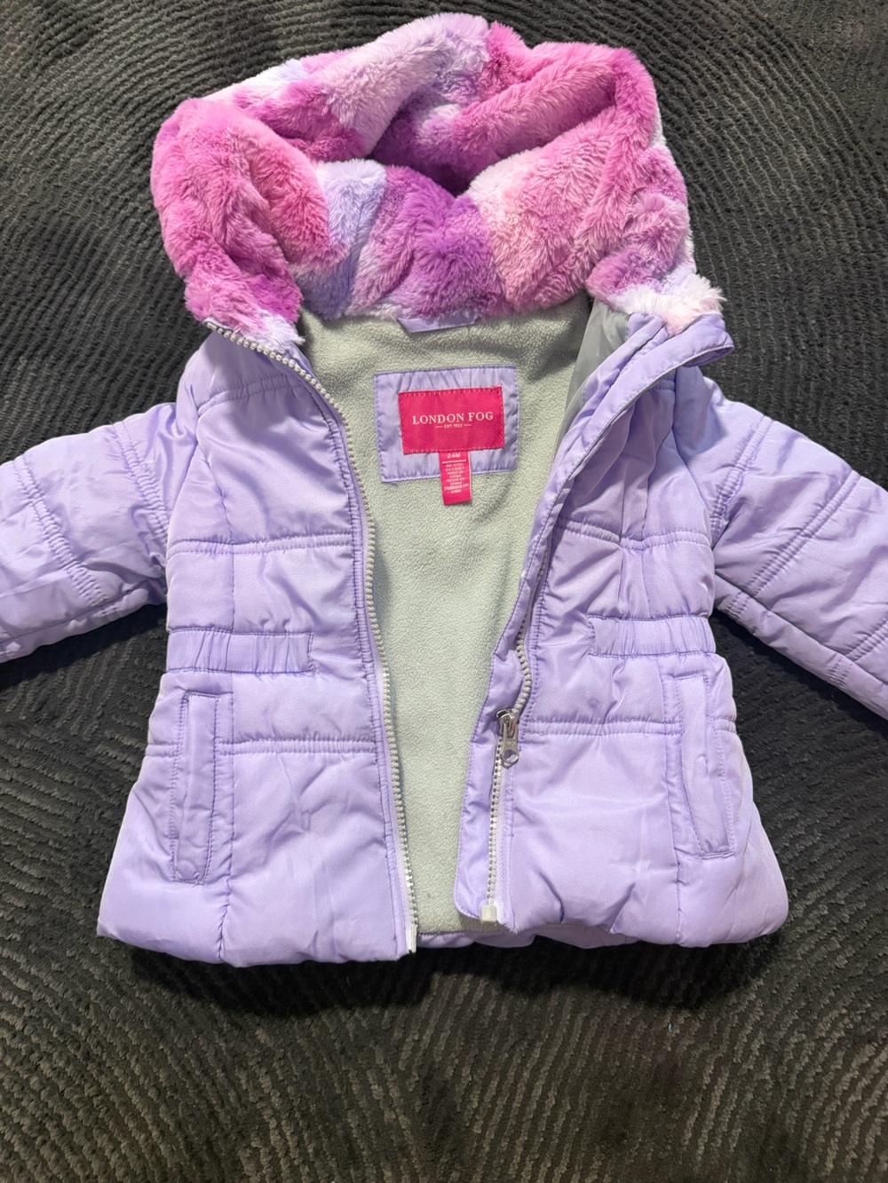London Fog Lavender Purple Girls Jacket with Pink Logo Tag
